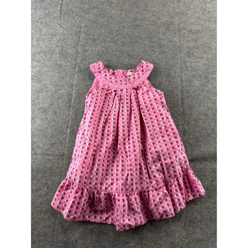 Old Navy Baby Girl Pink Polka Dot Ruffle Hem Cotton Dress 12-18 Months VTG 00s